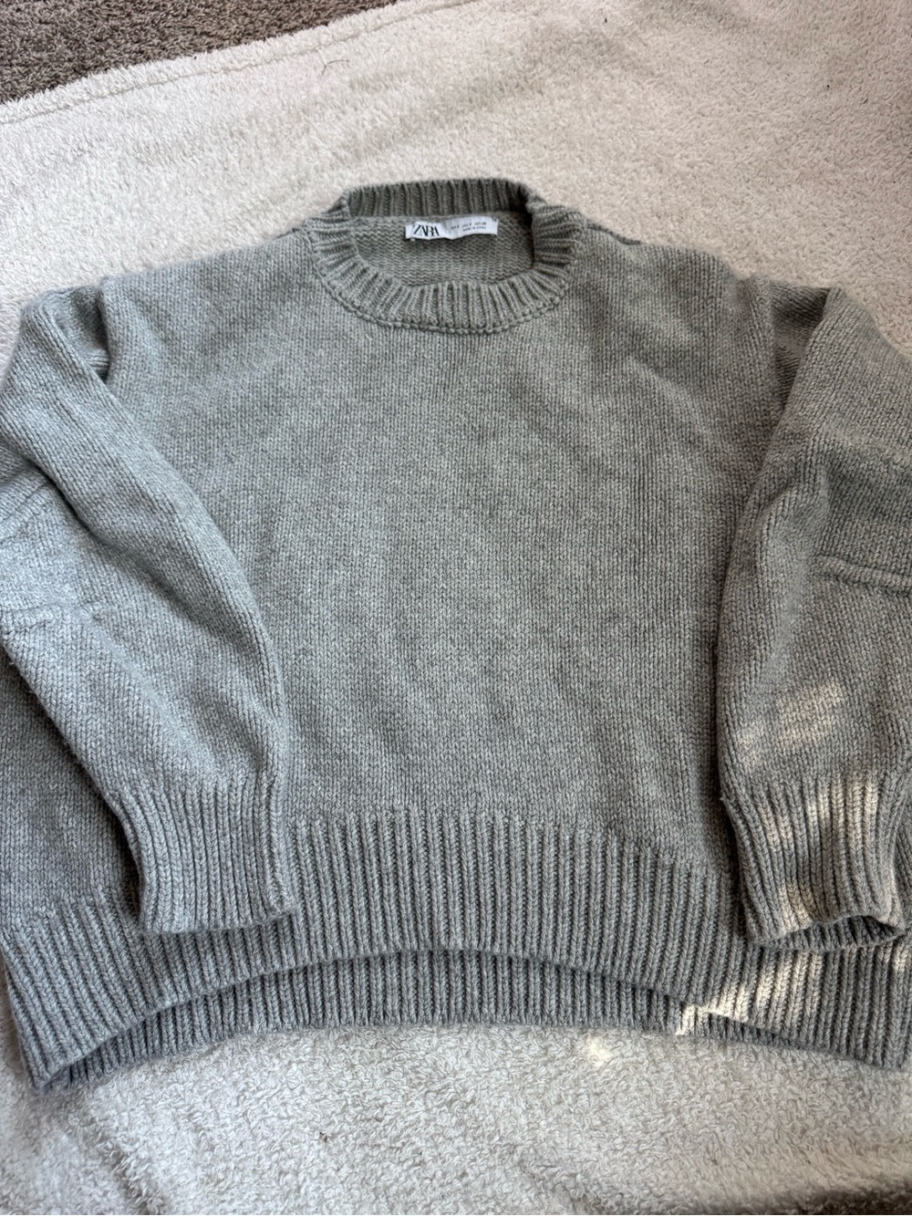 Zara Light Gray Crewneck Sweater